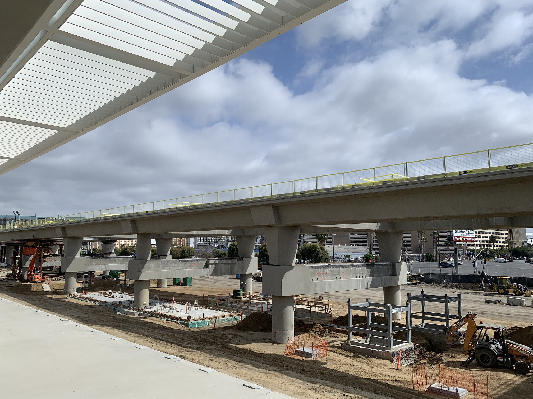 Construction has started for the Automated People Mover station at the Intermodal Transportation Facility-West. 