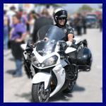 Officer riding motorcycle