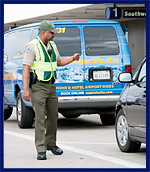 Officer providing direction to motorist